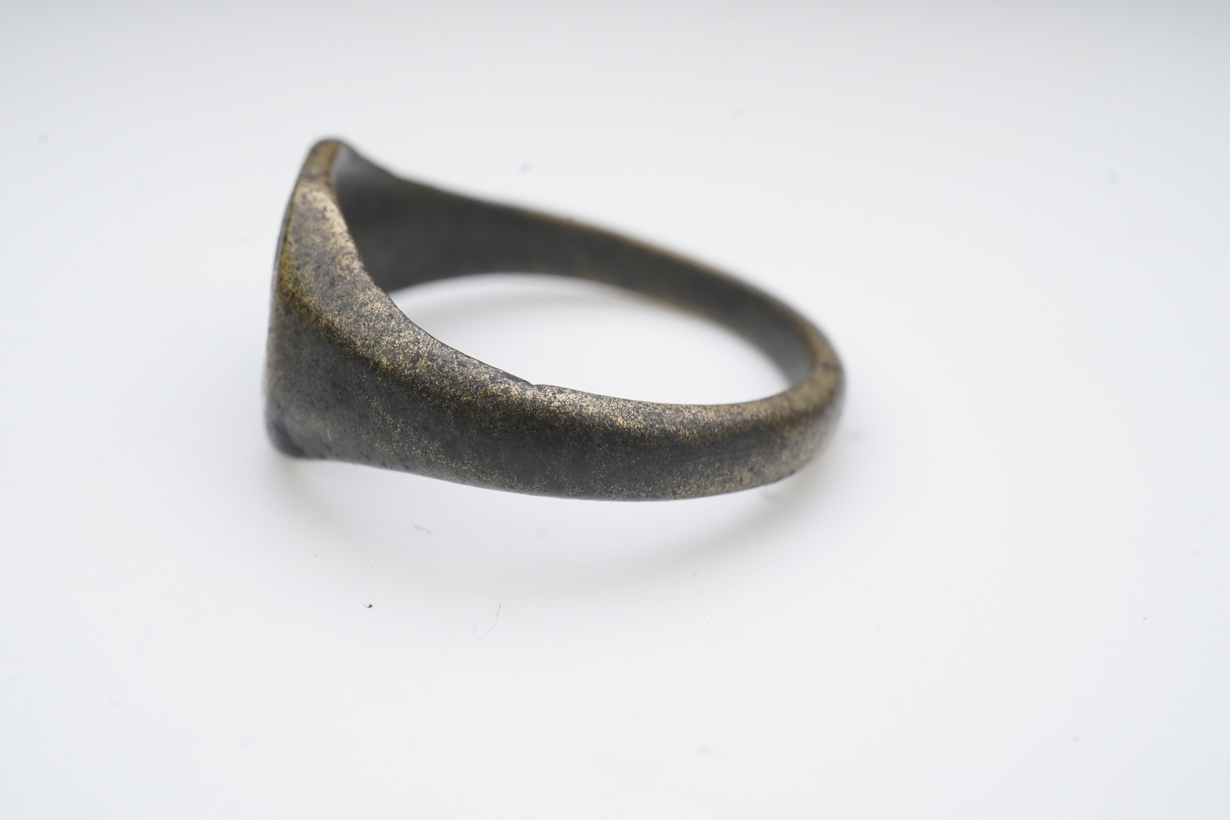 A medieval bronze iconographic ring, France, 15th century